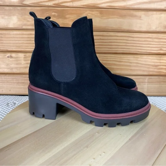 Antonio de Faria Boots Women's 9 US Black Suede Leather Chelsea Platform Chunky - Picture 7 of 11